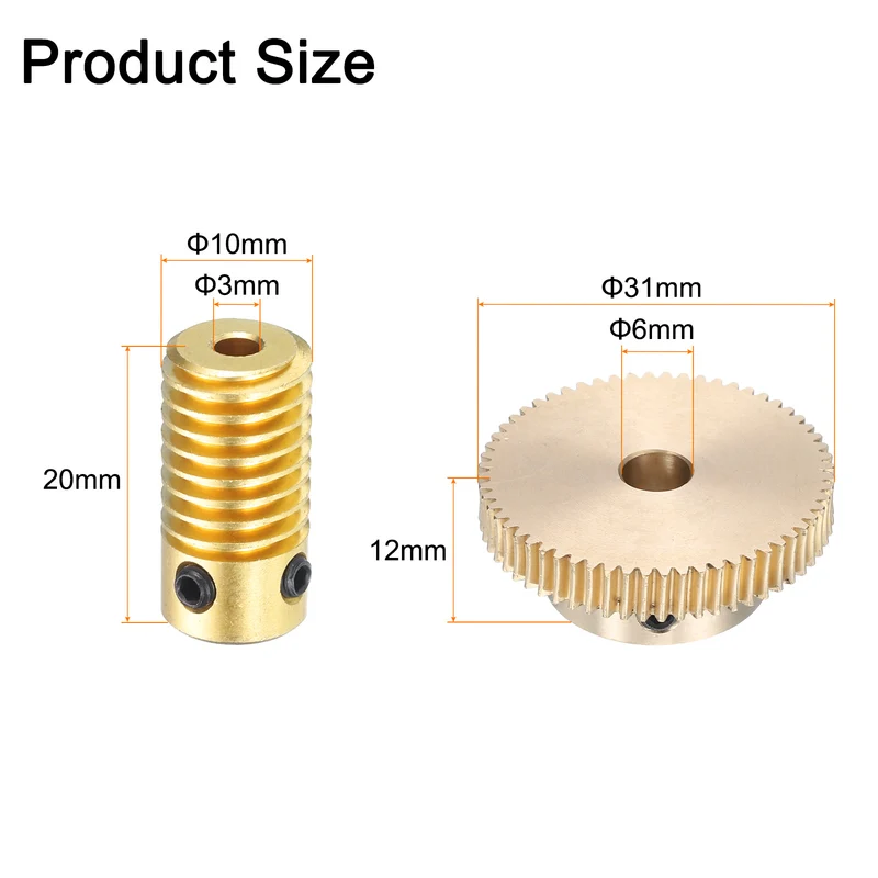 Worm Gear Set 3mm Wheel Shaft Brass 0.5M 60:1 Reduction Rate Drive Gear Box