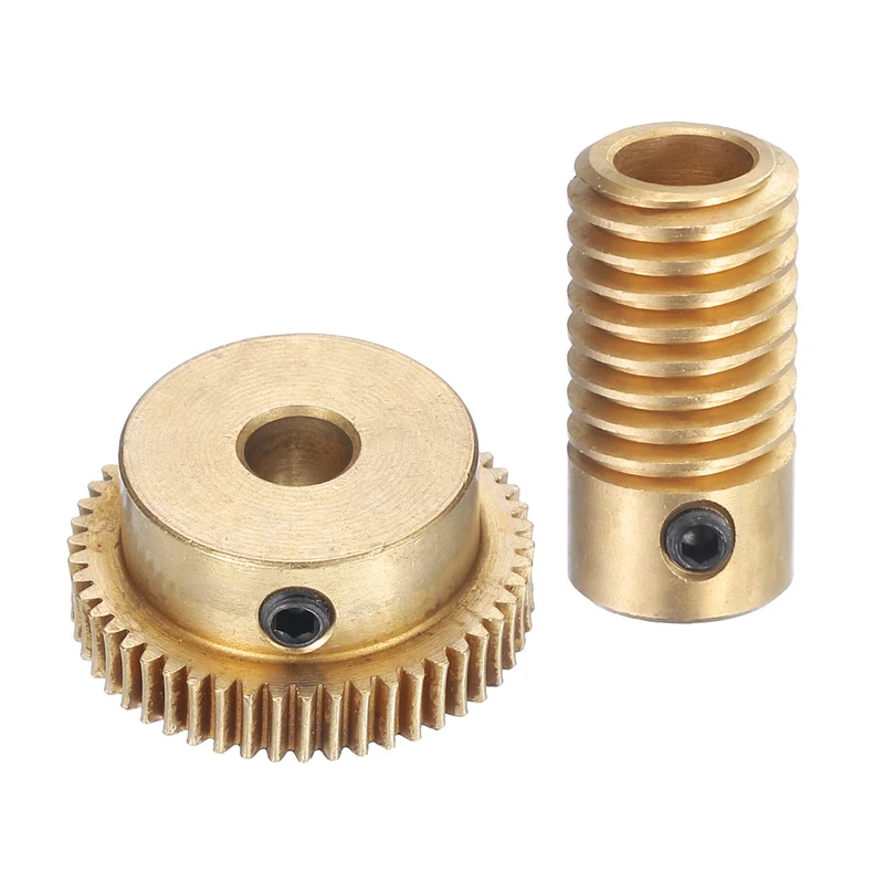 Worm Gear Set 6mm Wheel Shaft Brass 0.5M 50:1 Reduction Rate Drive Gear Box
