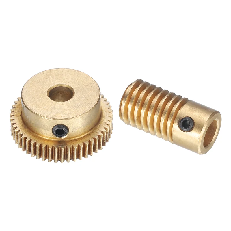 Worm Gear Set 6mm Wheel Shaft Brass 0.5M 50:1 Reduction Rate Drive Gear Box