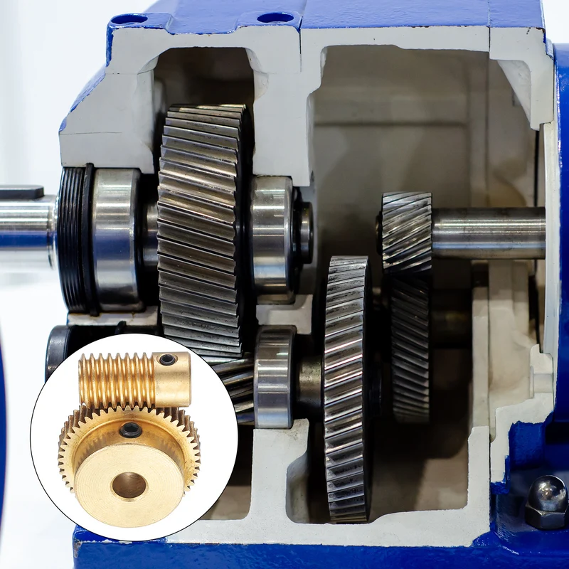 Worm Gear Set 6mm Wheel Shaft Brass 0.5M 50:1 Reduction Rate Drive Gear Box