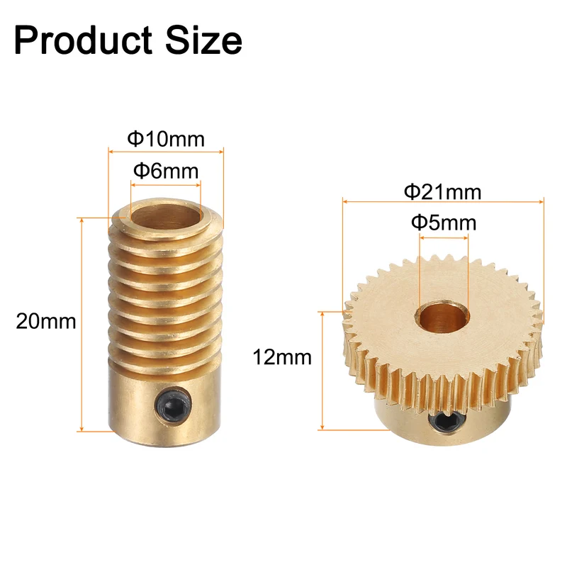 Worm Gear Set 6mm Wheel Shaft Brass 0.5M 40:1 Reduction Rate Drive Gear Box
