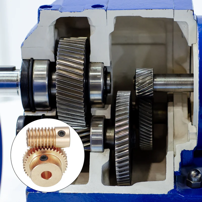 Worm Gear Set 6mm Wheel Shaft Brass 0.5M 40:1 Reduction Rate Drive Gear Box