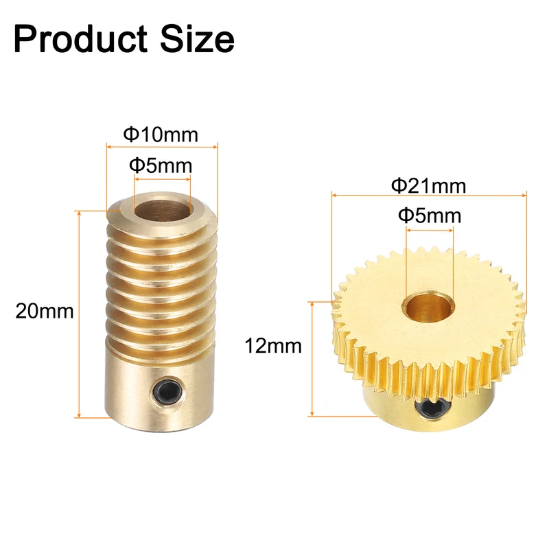 Worm Gear Set 5mm Wheel Shaft Brass 0.5M 40:1 Reduction Rate Drive Gear Box