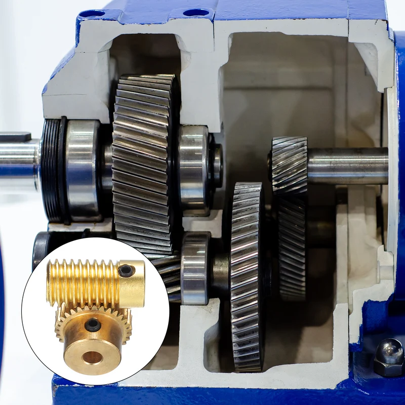 Worm Gear Set 4mm Wheel Shaft Brass 0.5M 30:1 Reduction Rate Drive Gear Box