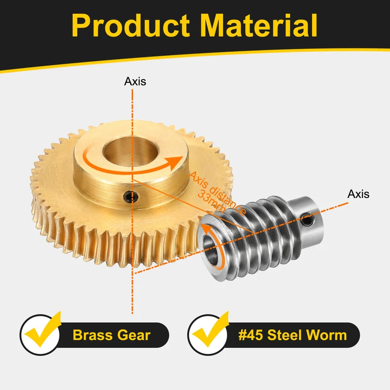 Worm Gear Set 1 Module 50:1 Reduction Rate(Gear-14mm Bore, Rod 5mm Bore)