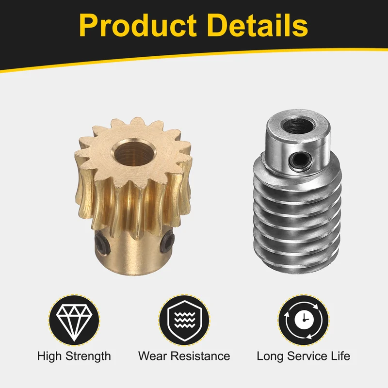 Worm Gear Set 1 Module 15:1 Reduction Rate(Gear-6mm Bore, Rod 6mm Bore)