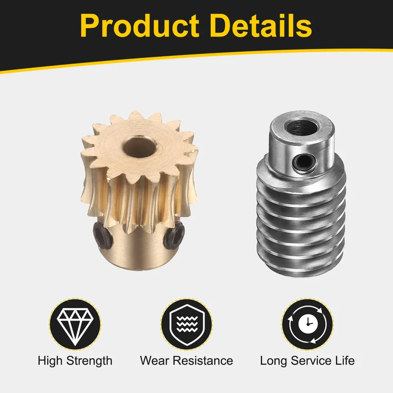 Worm Gear Set 1 Module 15:1 Reduction Rate(Gear-5mm Bore, Rod 6mm Bore)
