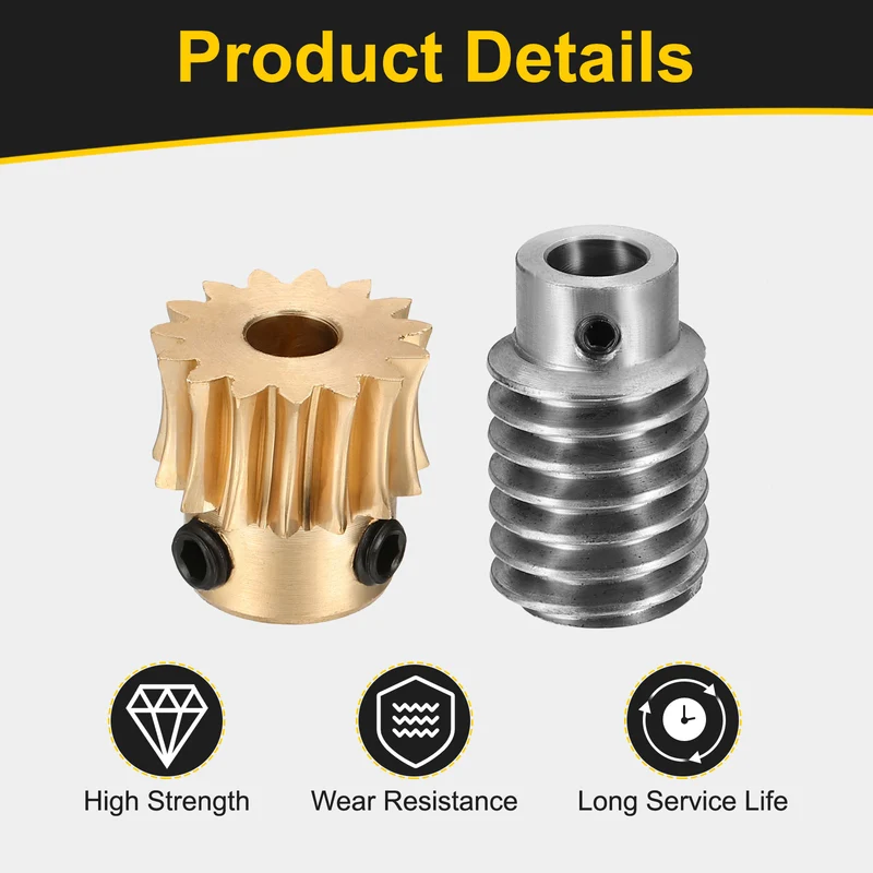 Worm Gear Set 1 Module 15:1 Reduction Rate(Gear-6mm Bore, Rod 8mm Bore)