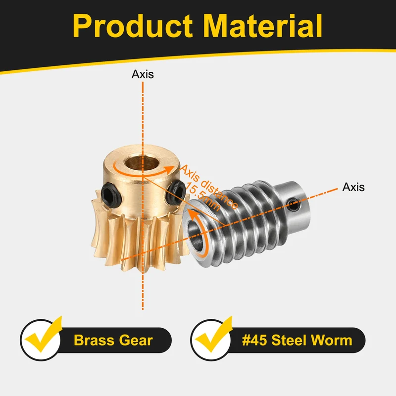 Worm Gear Set 1 Module 15:1 Reduction Rate(Gear-6mm Bore, Rod 8mm Bore)