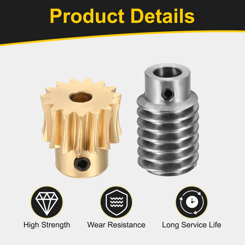 Worm Gear Set 1 Module 15:1 Reduction Rate(Gear-5mm Bore, Rod 5mm Bore)