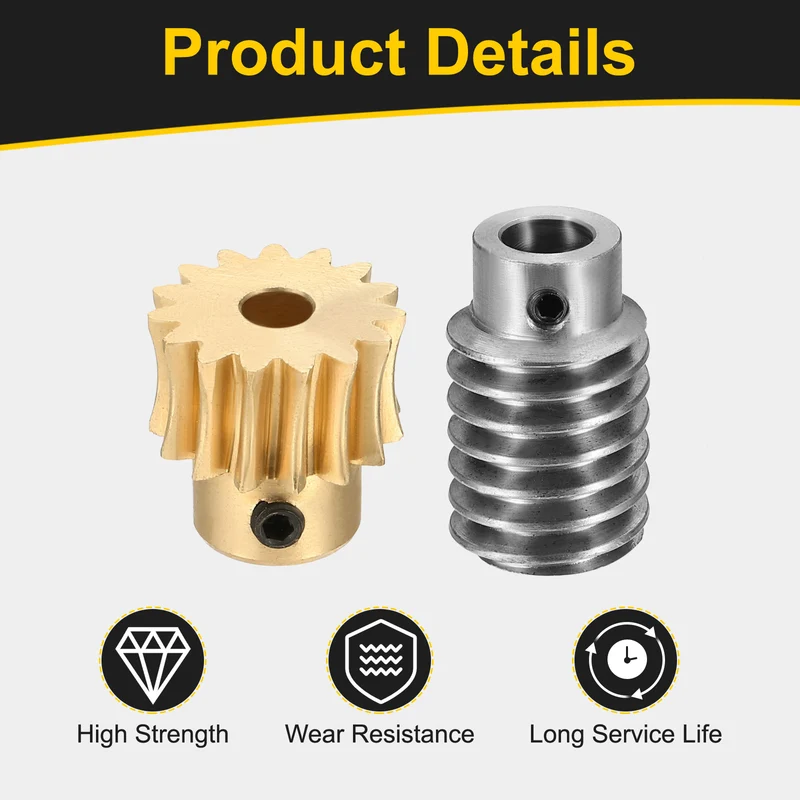 Worm Gear Set 1 Module 15:1 Reduction Rate(Gear-5mm Bore, Rod 8mm Bore)