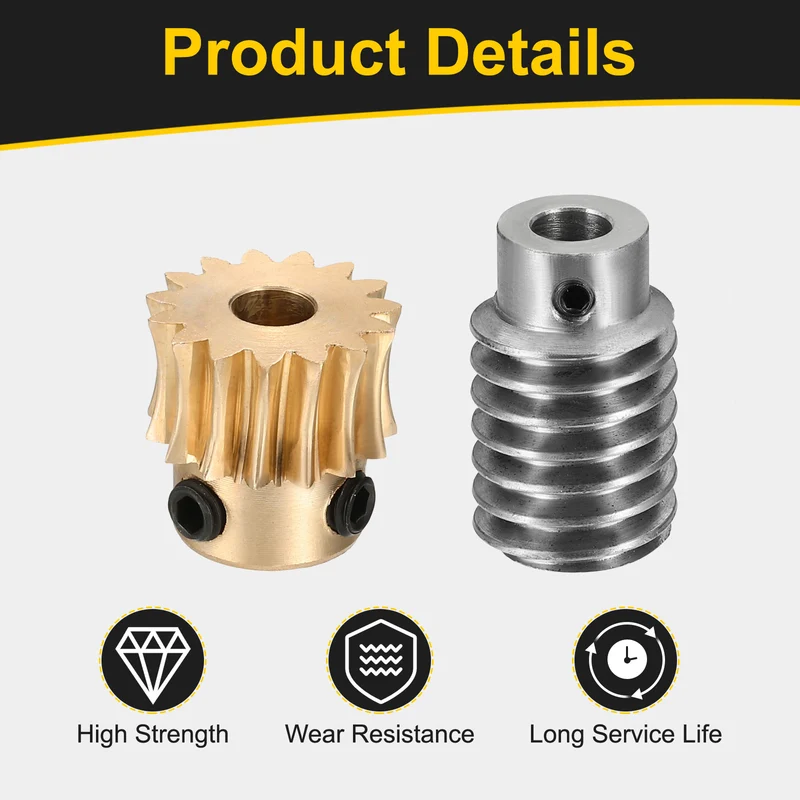 Worm Gear Set 1 Module 15:1 Reduction Rate(Gear-6mm Bore, Rod 5mm Bore)