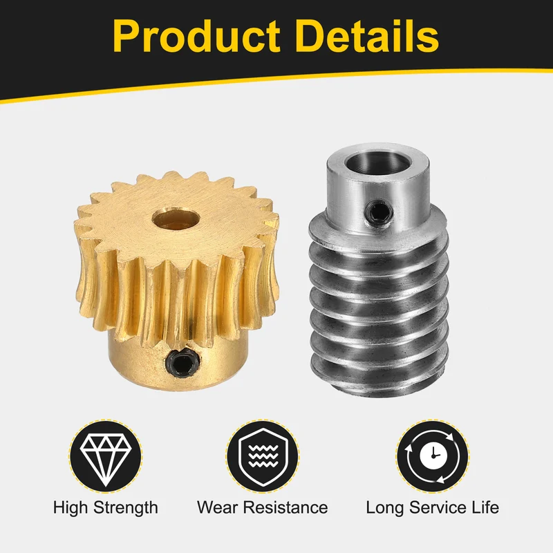 Worm Gear Set 1 Module 20:1 Reduction Rate(Gear-5mm Bore, Rod 8mm Bore)