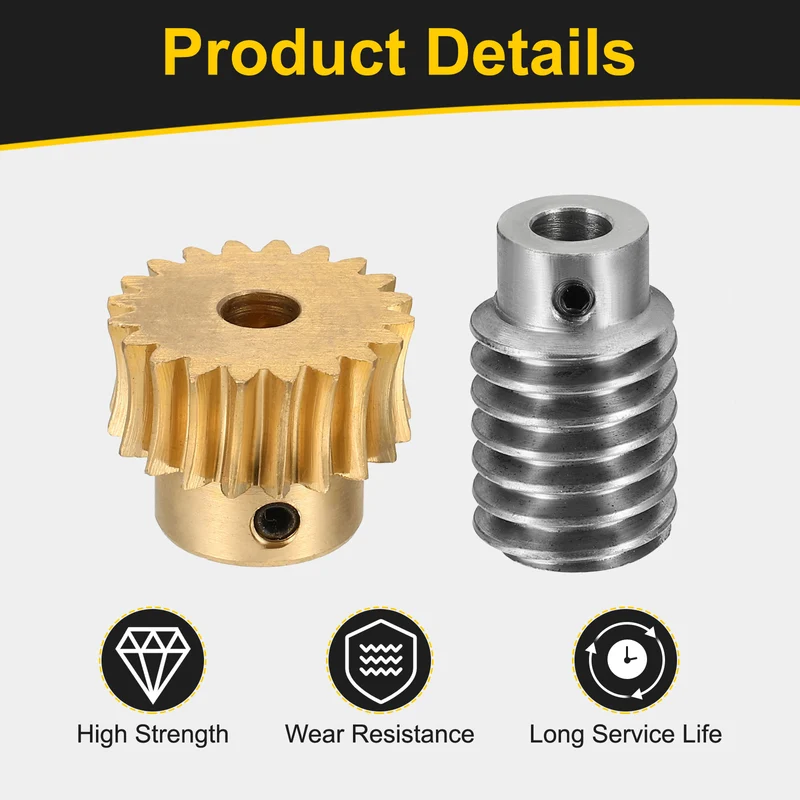 Worm Gear Set 1 Module 20:1 Reduction Rate(Gear-6mm Bore, Rod 5mm Bore)