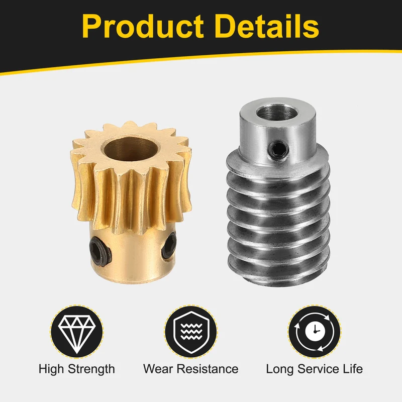 Worm Gear Set 1 Module 15:1 Reduction Rate(Gear-8mm Bore, Rod 5mm Bore)