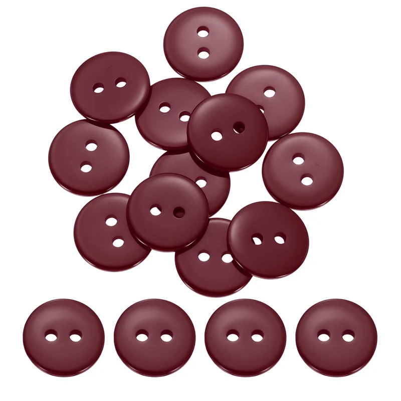 16 Pcs 15mm Resin Sewing Buttons, 2 Hole for Sewing Coats Shirts, Dark Red