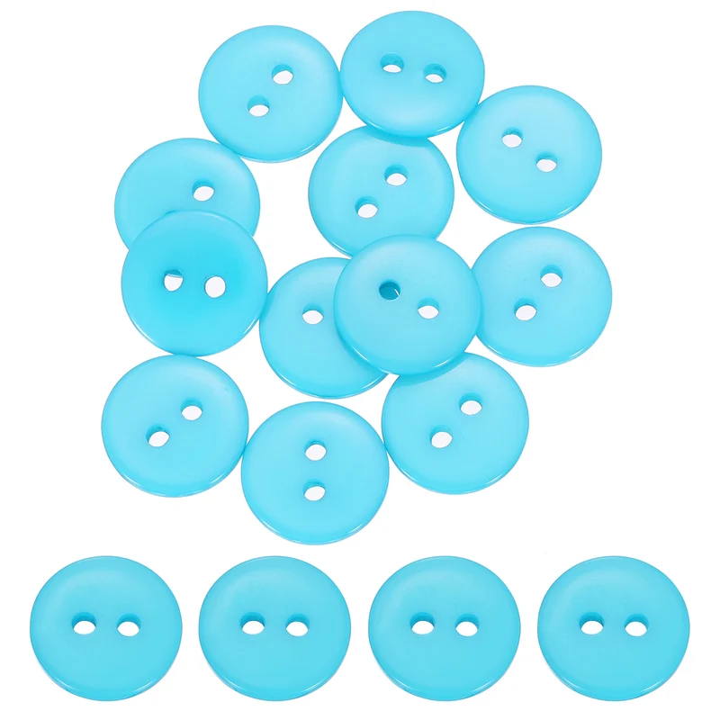16 Pcs 12.5mm Resin Sewing Buttons, 2 Hole for Sewing Coats Shirts, Lake Blue