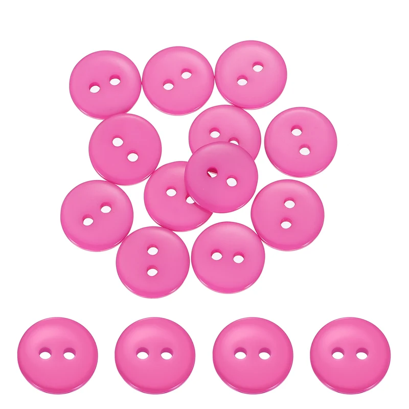 16 Pcs 12.5mm Resin Sewing Buttons, 2 Hole for Sewing Coats Shirts, Pink