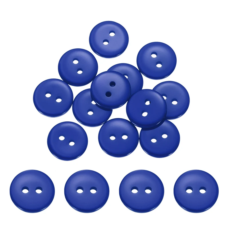 16 Pcs 12.5mm Resin Sewing Buttons, 2 Hole for Sewing Coats Shirts, Deep Blue