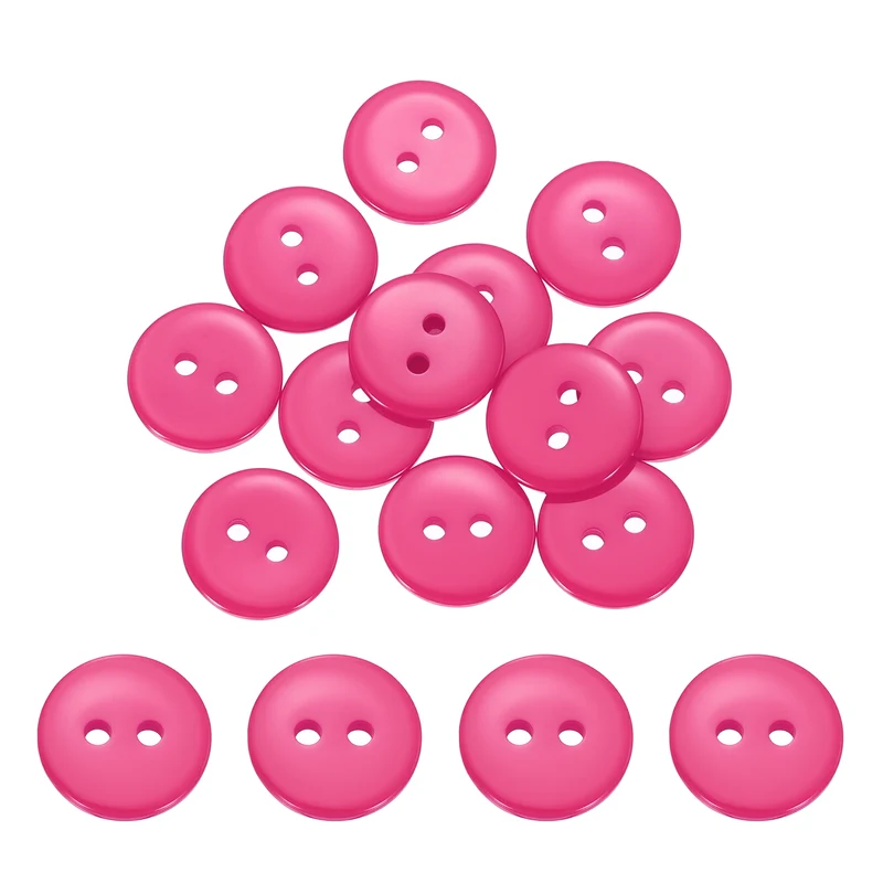 16 Pcs 12.5mm Resin Sewing Buttons, 2 Hole for Sewing Coats Shirts, Rose Red