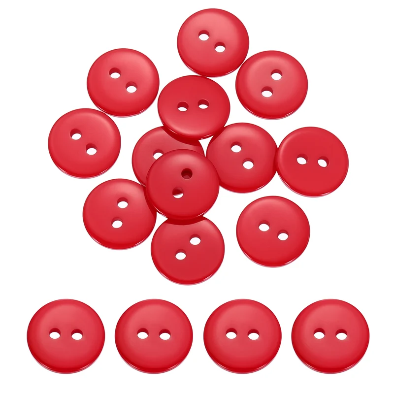 16 Pcs 12.5mm Resin Sewing Buttons, 2 Hole for Sewing Coats Shirts, Bright Red