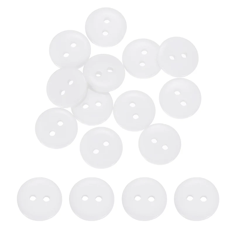 16 Pcs 12.5mm Resin Sewing Buttons, 2 Hole for Sewing Coats Shirts, White