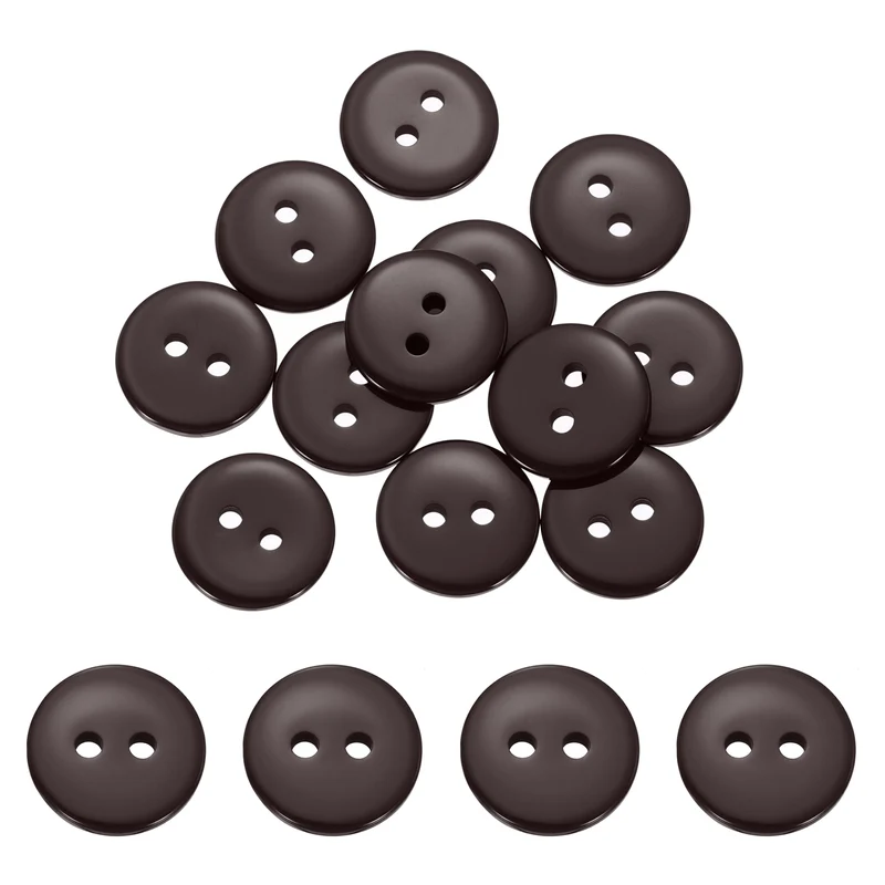 16 Pcs 12.5mm Resin Sewing Buttons, 2 Hole for Sewing Coats Shirts, Coffee