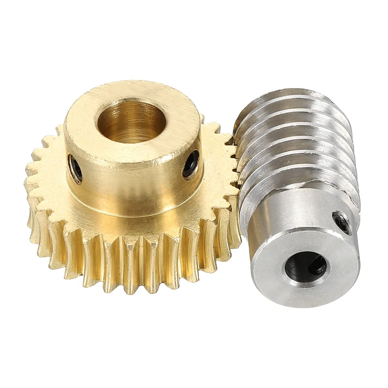 Worm Gear Set 1M 30T, 1:30 304 Stainless Steel Worm, Brass Gear 10mm/6mm Bore