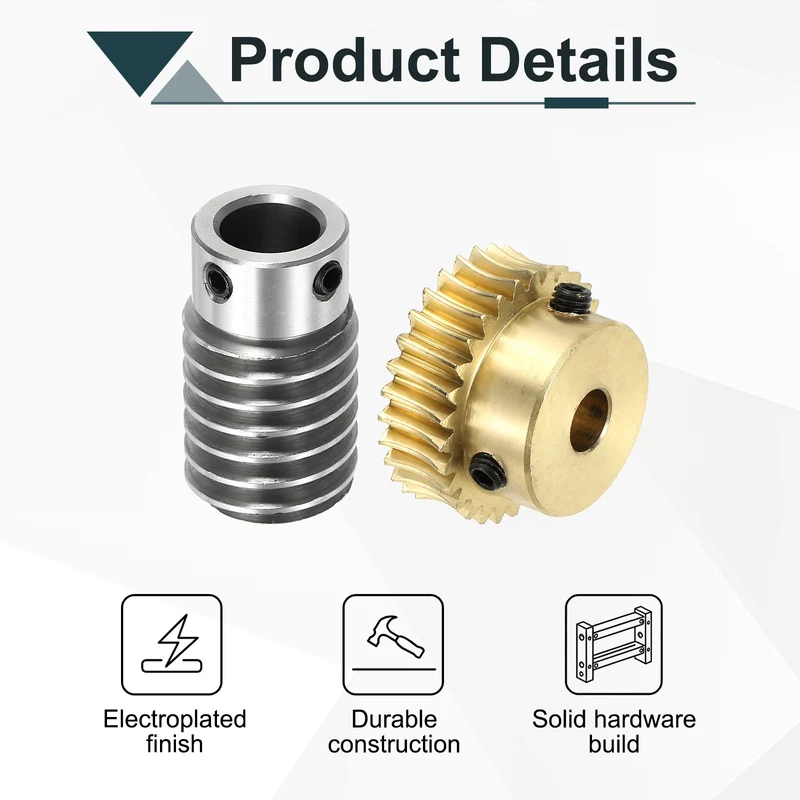 Worm Gear Set 1M 30T, 1:30 304 Stainless Steel Worm, Brass Gear 8mm/10mm Bore