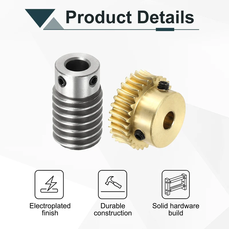 Worm Gear Set 1M 30T, 1:30 304 Stainless Steel Worm, Brass Gear 8mm/8mm Bore