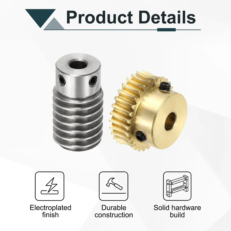 Worm Gear Set 1M 30T, 1:30 304 Stainless Steel Worm, Brass Gear 8mm/6mm Bore