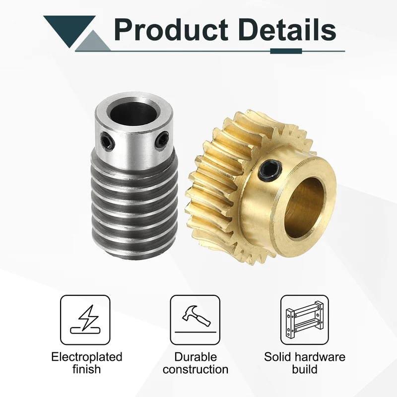 Worm Gear Set 1M 25T, 1:25 304 Stainless Steel Worm, Brass Gear 12mm/10mm Bore