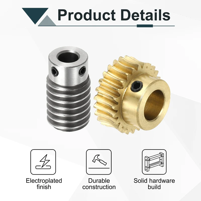 Worm Gear Set 1M 25T, 1:25 304 Stainless Steel Worm, Brass Gear 12mm/8mm Bore