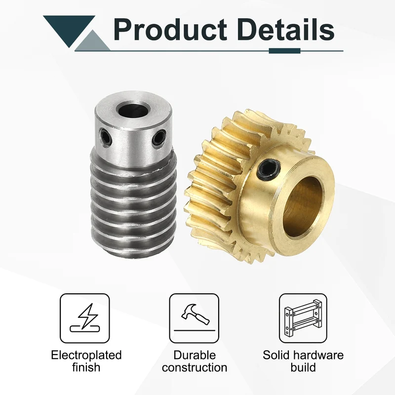 Worm Gear Set 1M 25T, 1:25 304 Stainless Steel Worm, Brass Gear 12mm/6mm Bore