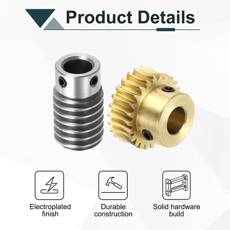 Worm Gear Set 1M 25T, 1:25 304 Stainless Steel Worm, Brass Gear 10mm/10mm Bore