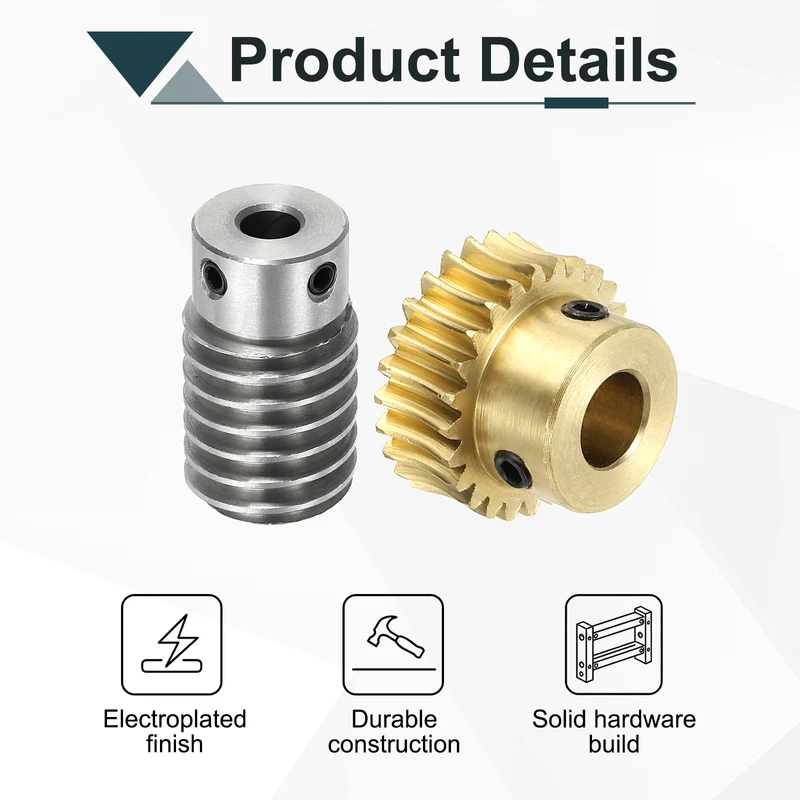 Worm Gear Set 1M 25T, 1:25 304 Stainless Steel Worm, Brass Gear 10mm/6mm Bore
