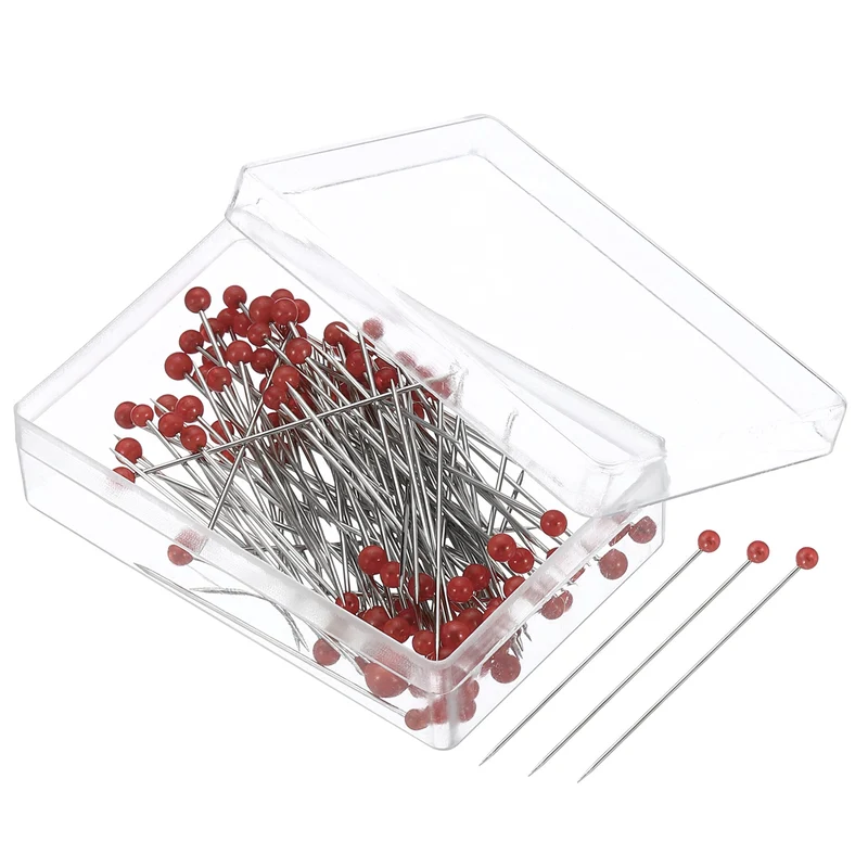 400Pcs Sewing Pins, 1.5 Inch Pearlized Ball Head Pins Straight Pin Red