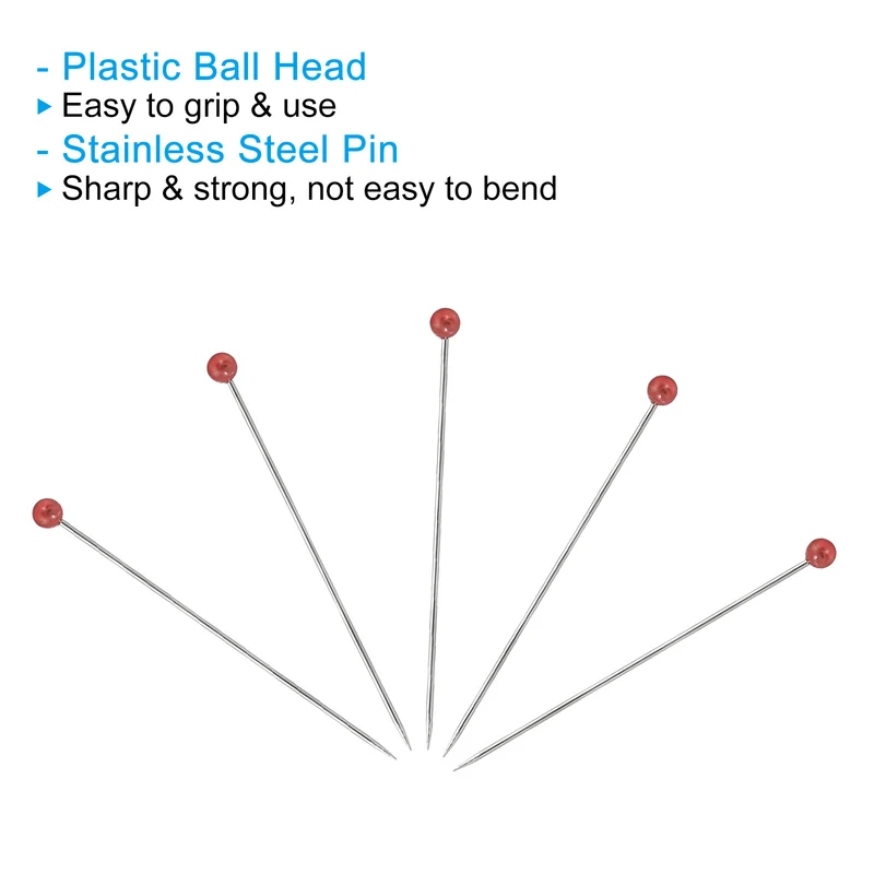 400Pcs Sewing Pins, 1.5 Inch Pearlized Ball Head Pins Straight Pin Red