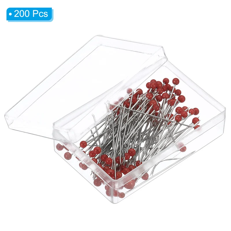 200Pcs Sewing Pins 1.5 Inch Pearlized Ball Head Pins Straight Pin Red