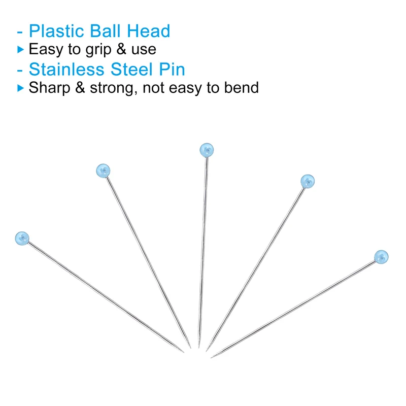 400Pcs Sewing Pins, 1.5 Inch Pearlized Ball Head Pins Straight Pin Blue