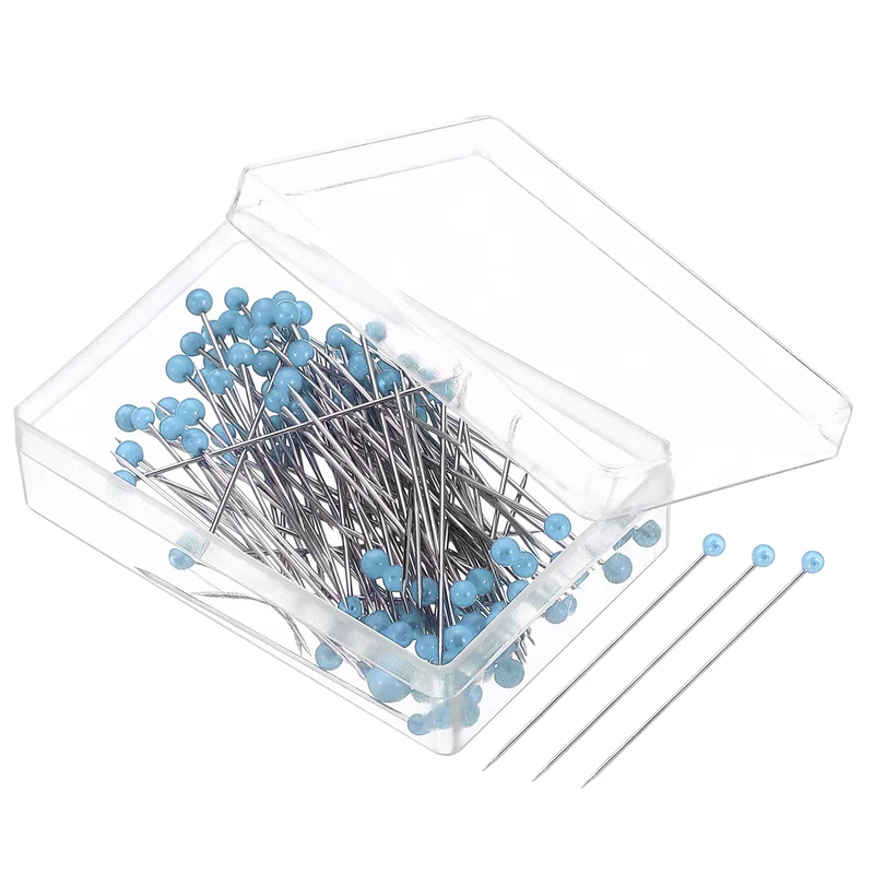 200Pcs Sewing Pins, 1.5 Inch Pearlized Ball Head Pins Straight Pin Blue