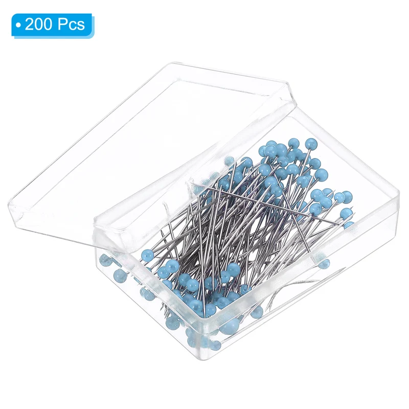 200Pcs Sewing Pins, 1.5 Inch Pearlized Ball Head Pins Straight Pin Blue