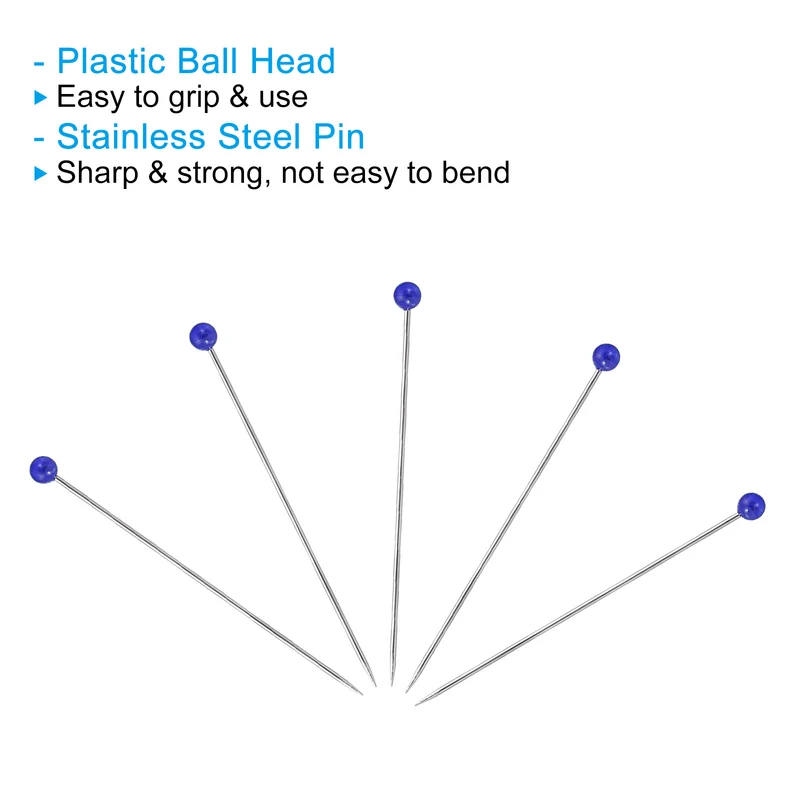 200Pcs Sewing Pins, 1.5 Inch Pearlized Ball Head Pins Straight Pin Dark Blue