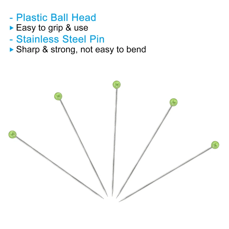 400Pcs Sewing Pins, 1.5 Inch Pearlized Ball Head Pins Straight Pin Green