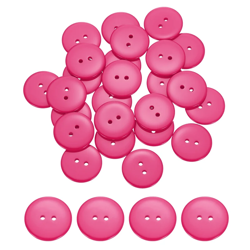 25 Pcs 25mm Resin Sewing Buttons, 2 Hole for Sewing Coats Shirts, Rose Red