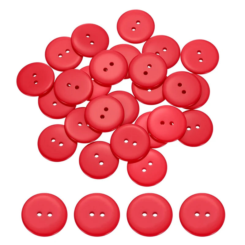 25 Pcs 25mm Resin Sewing Buttons, 2 Hole for Sewing Coats Shirts, Bright Red