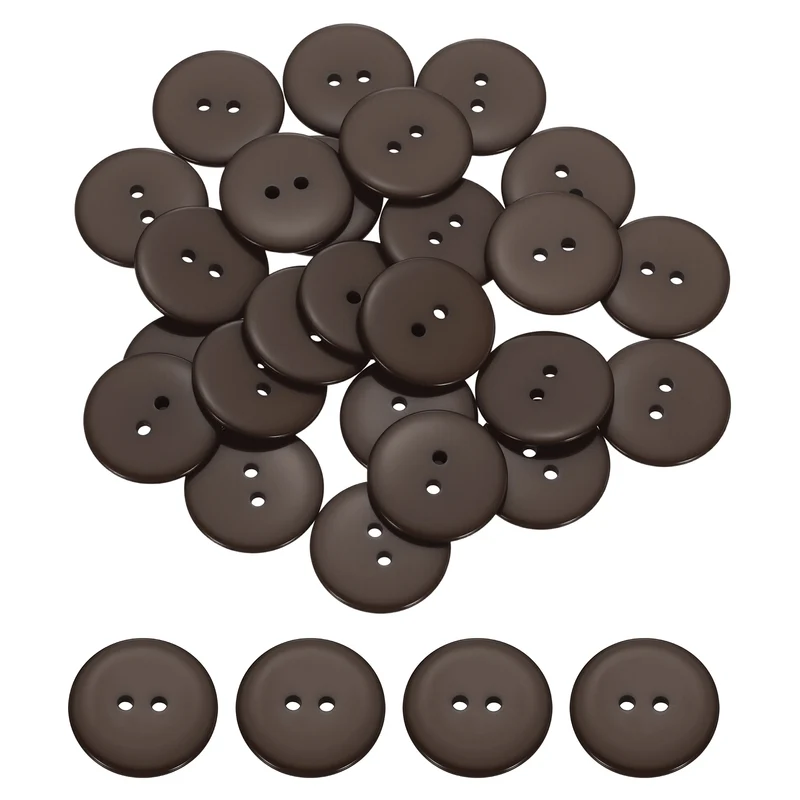 25 Pcs 25mm Resin Sewing Buttons, 2 Hole for Sewing Coats Shirts, Coffee