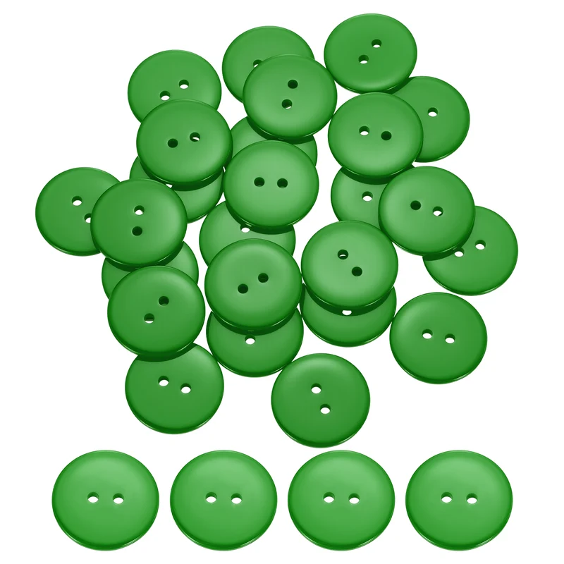25 Pcs 25mm Resin Sewing Buttons, 2 Hole for Sewing Coats Shirts, Grass Green