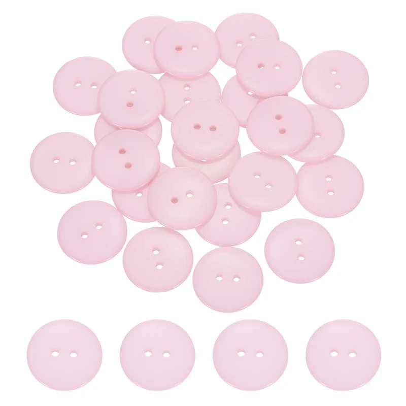 25 Pcs 25mm Resin Sewing Buttons, 2 Hole for Sewing Coats Shirts, Light Pink