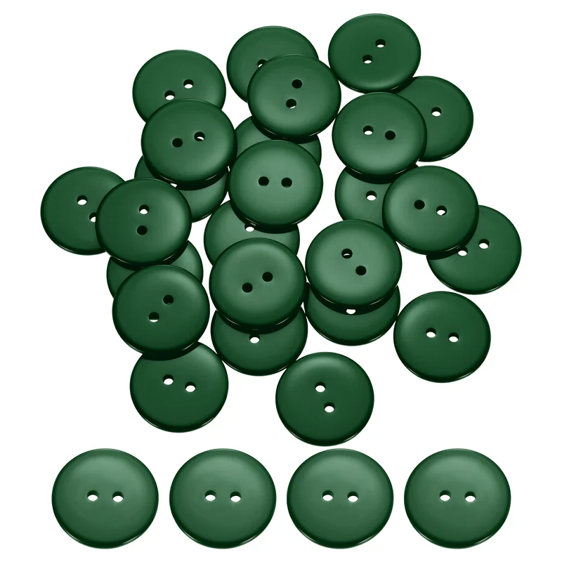 25 Pcs 25mm Resin Sewing Buttons, 2 Hole for Sewing Coats Shirts, Dark Green